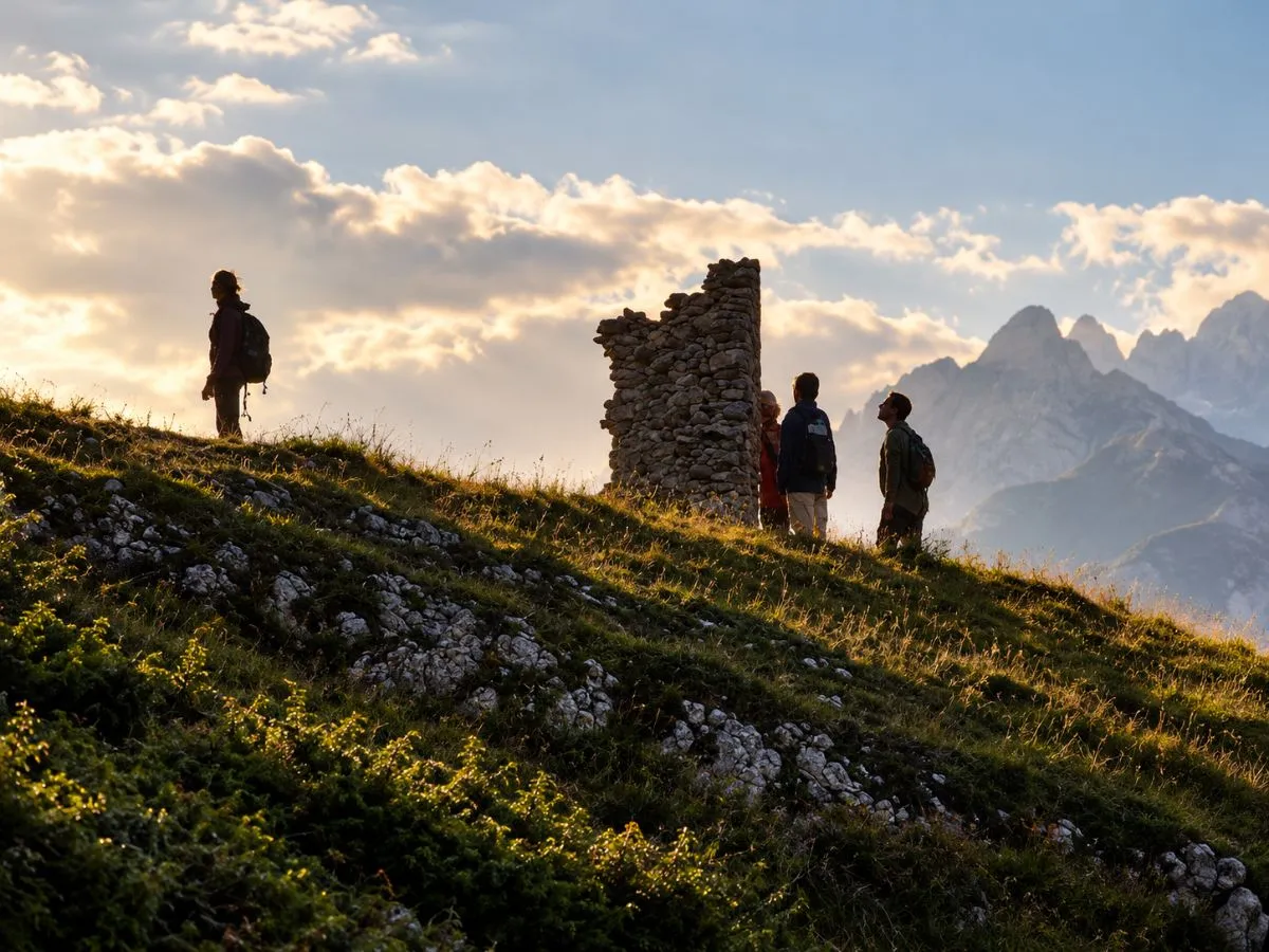 Personas caminando por un sendero de montaña en Picos de Europa